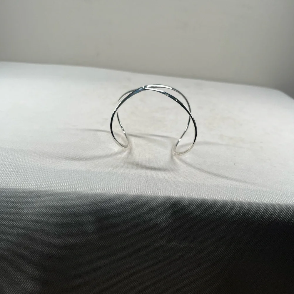 Silver Geometric Wire Bracelet - Picture 2 of 4